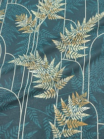 Поплин "Золотой папоротник-арки" цв.сине-зеленая морская волна, (комп), ш.2.2м, хл-100%, 100гр/м.кв