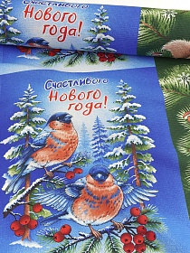Вафельное полотно "Новогодняя открытка", ш.1.5м, хлопок-100%, 150гр/м.кв, раппорт 64см