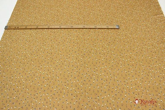 Плательная вискоза "Весенние букетики на карамельно-коричневом", ш.1.49м, вискоза-100%, 135гр/м.кв
