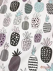 Поплин "Ананасы - пэчворк на белом", ш.2.2м, хлопок-100%, 115гр/м.кв