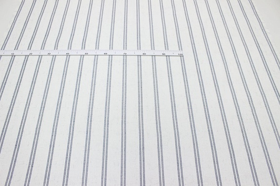 Рогожка "Темные серо-синие полосы на белом", ш.1.5м, хлопок-100%, 160гр/м.кв