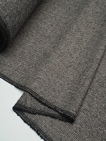 Шерсть пальтово-костюмная Твид "Мелкая елочка" цв.черный/бежевый, ш.1.5м, шерсть-40%, п/э-60%