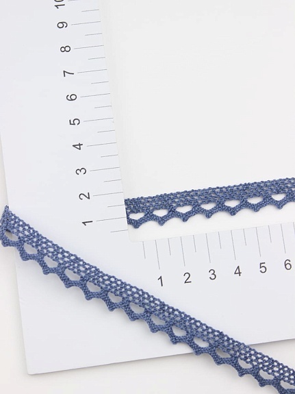 Кружево цв.винтажно-джинсовый, ш.10мм, хлопок-90%, п/э-10%, 10м