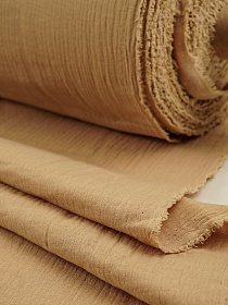 Муслин двухслойный с эффектом жатости цв.Золотисто-пшеничный, ш.1.4м, хлопок-100%, 110гр/м.кв