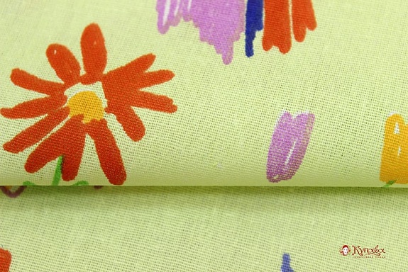 Бязь "Детский рисунок-Калякины фантазии" цв.мохито, ш.1.5м, хлопок-100%, 120гр/м.квВ ОТРЕЗАХ