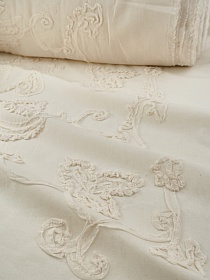 Шитье аппликация 3D "Цветок - завиток" цв.суровый, СОРТ2, ш.1.55м (выш.ч.1.3м), хл-100%, батист, 75гр/м.кв