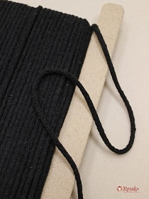 Шнур цв.черный, 5мм, хлопок-100%