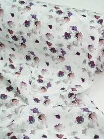 Штапель Премиум Цифр.печать "Нежная акварель(бордово-фиолетовые цветы)", ш.1.45м, вискоза-100%