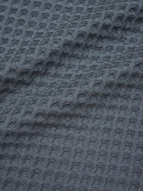 Вафельное премиум-полотно "Бохо" цв.темно-серый с лазурным оттенком, ш.1.45м, хл-100%, 240гр/м.кв
