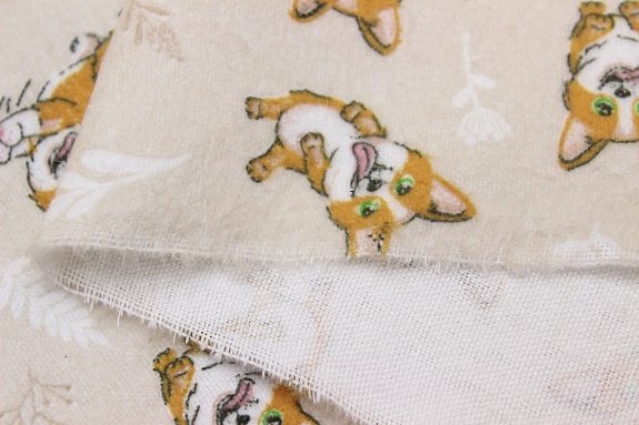 Фланель "Озорные корги", СОРТ2, ш.0.95м, хлопок-100%, 170гр/м.кв