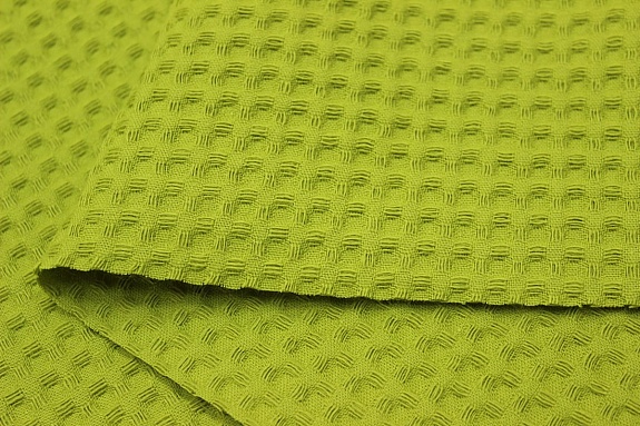 Вафельное премиум-полотно "Italy" цв.Яркая оливка, ш.1.5м, хлопок-100%, 240гр/м.кв