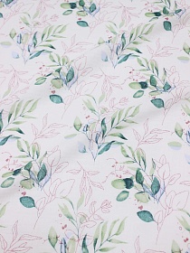 Муслин двухслойный с эф.жатости "Эвкалиптовый букет", СОРТ2, ш.1.37м, хлопок-100%, 120гр/м.кв