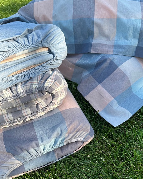 Комплекты постельного белья из вареного хлопка "Клетка"*