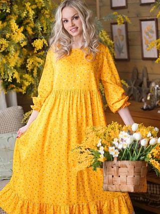 Платье из плательного хлопка "Весенние букетики"