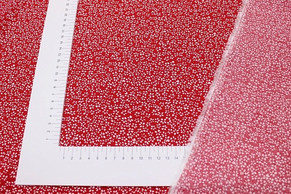 Штапель "Мелкая цветочная рябь на красном", ш.1.43м, вискоза-100%, 90гр/м.кв