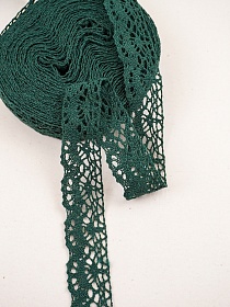 Кружево цв.темный хвойно-зеленый, ш.25мм, хлопок-90%, п/э-10%, 10м, рис.044/33