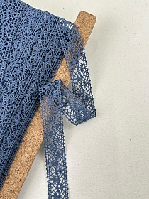 Кружево цв.винтажно-джинсовый, ш.27мм, хлопок-90%, п/э-10%, рис.101/21