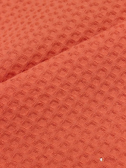 Вафельное премиум-полотно "Italy" цв.Оранжевый коралл, ш.1.5м, хлопок-100%, 240гр/м.кв