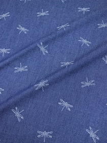 Джинсовая ткань "Стрекозки на джинсе", ш.1.45м, хлопок-85%, п/э-15%, 135гр/м.кв