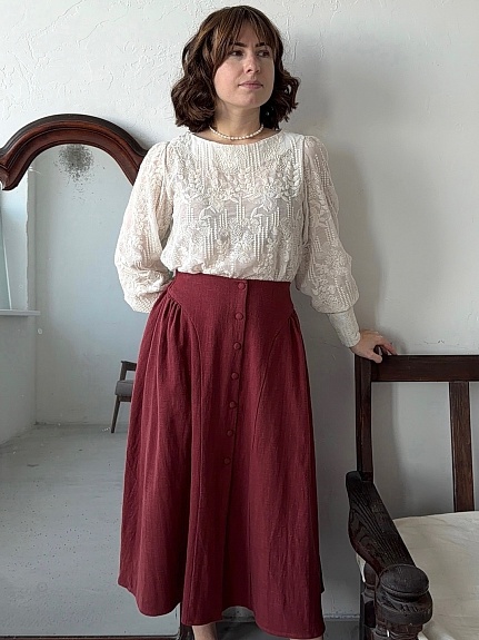 Юбка из крапивы цв.Бордовый с терракотовым оттенком