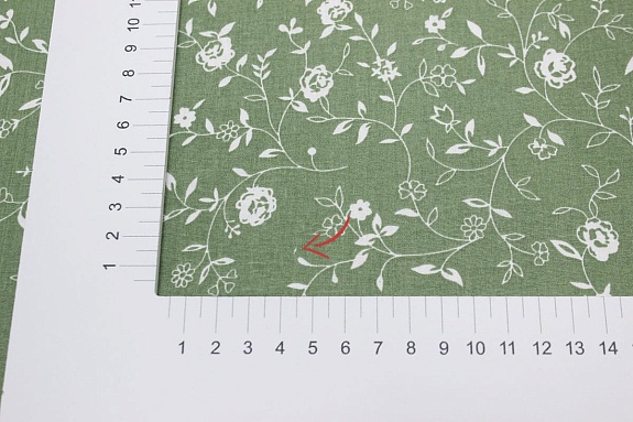 Поплин "Роза Вьюнок" цв.эвкалипт, ш.1.5м, хлопок-100%, 105гр/м.кв
