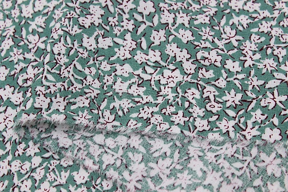 Штапель "Цветочный шарм" цв.винтажно-зеленый, ш.1.43м, вискоза-100%, 100гр/м.кв 