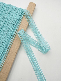 Кружево цв.нежно-бирюзовый с мятным оттенком, ш.19мм, хлопок-90%, п/э-10%, рис.047/19