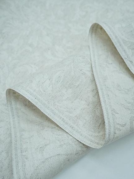 Полульняной жаккард "Перепев" цв.св.бежево-серый, ш.1.6м, лен-50%, хлопок-50%, 210гр/м.кв