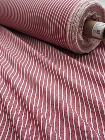 Вареный (стираный) хлопок "Белая полоска (2мм) на малиновом меланже", ш.2.5м, хл-100%, 125гр/м.кв