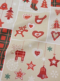 Рогожка "Новогодние открытки", ш.1.5м, хлопок-100%, 170гр/м.кв