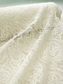 Кружевное полотно "Милада" (фестон с 2х ст.)  цв.кремовый, ш.1.3м, СОРТ2, хл-80%, нейлон-20%