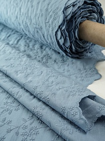 Шитье "Морозная вышивка" (фестоны с 2х сторон) цв.голубой джинс, ш.1.35м, хлопок-100%, батист