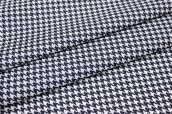 Бязь "Чернильная гусиная лапка на белом", ш.1.5м, хлопок-100%, 110гр/м.кв