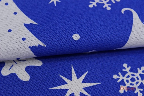 Бязь"Зимнее настроение" цв.василек, ш.1.5м, хлопок-100%, 140гр/м.кв