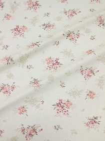 Сатин "Шелковые букетики" цв.экрю, ш.2.35м, хлопок-100%, 110гр/м.кв