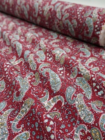 Импорт. хлопок "Пейсли микс" цв.бордово-красный, ш.1.5м, хлопок-100%, 100гр/м.кв