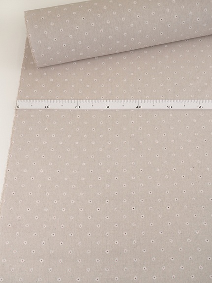 Полулен "Россыпь маленьких ромашек" (на суровом), ш.1.5м, лен-40%, хлопок-40%, п/э-20, 170гр/м.кв