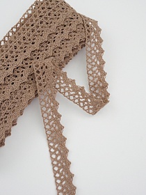 Кружево цв.песочно-коричневый, ш.16мм, хлопок-90%, п/э-10%, 10м
