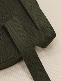 Лента киперная цв.темно-коричневый хаки, ш.22мм, хлопок-100%