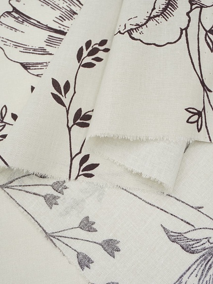 Поплин "Цветалина" цв.св.бежево-серый, (комп), ш.2.2м, хлопок-100%, 110гр/м.кв