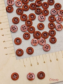 Пуговица красное дерево,12мм, 4 отверстия