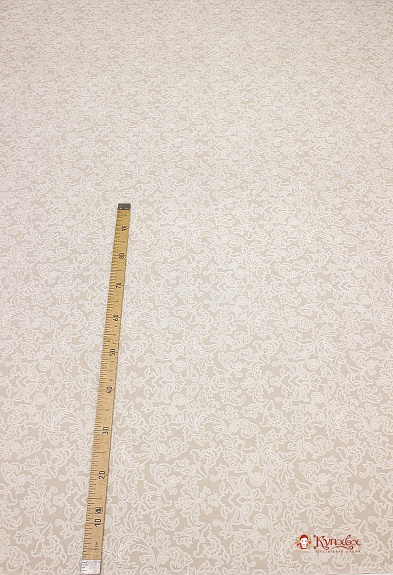 Полулен "Сказочный белый узор" цв.бежевый, ш.2.2м, лен-30%, хлопок-70%, 140гр/м.кв