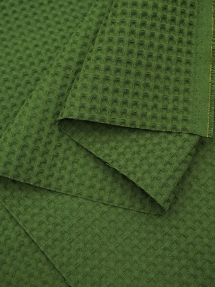 Вафельное премиум-полотно "Italy" цв.Травяной, ш.1.5м, хлопок-100%, 240гр/м.кв