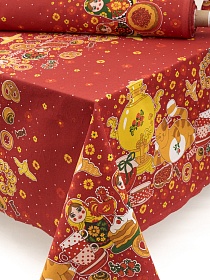 Рогожка "Конфетки-бараночки" цв.красный, ш.1.5м, хлопок-100%, 160гр/м.кв