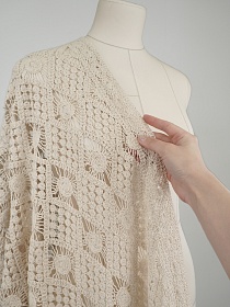 Кроше "Ажурный вираж " цв.суровый, ш.1.05м, хлопок-100%, 390гр/м.кв