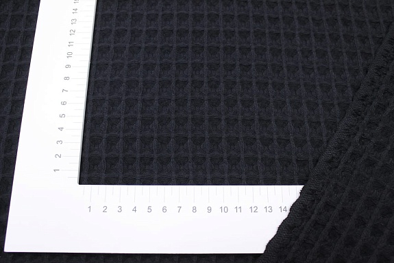 Вафельное премиум-полотно "Бохо" цв.черный, ш.1.5м, хлопок-100%, 230гр/м.кв