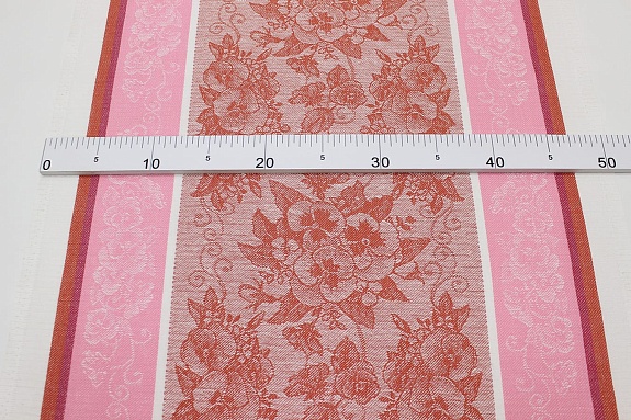 Холст полотенечный жаккард "Нежная фиалка" цв.кирпично-терракотовый, ш.0.5м, лен-30%, хл-70%