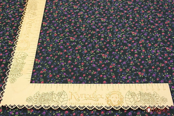 Штапель Премиум "Кукольная нежность" цв.черно-зеленый, ш.1.44м, вискоза-100%, 120гр/м.кв