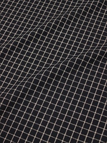 Пестрядь "Бежевая клетка (12*12мм) на черном", ш.1.45м, хлопок-85%, п/э-15%, 140гр/м.кв