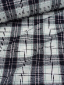 Фуле "Клетка" цв.чернильный/белый, ш.1.45м, хлопок-100%, 140гр/м.кв